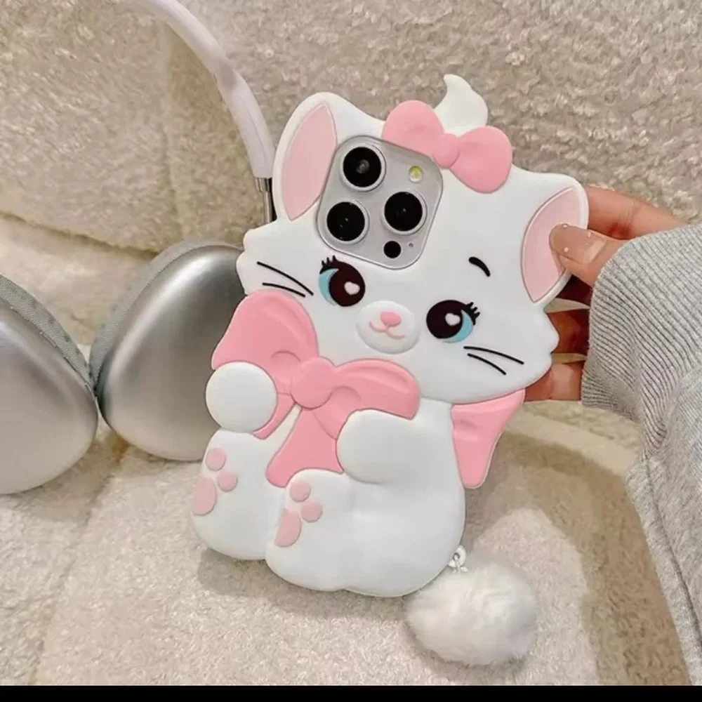 Cute Cat Phone Case with Pink Bow